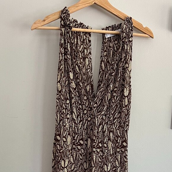 Mango Halter-Neck Midi Dress, brown/cream, S S (4) - Picture 7 of 13